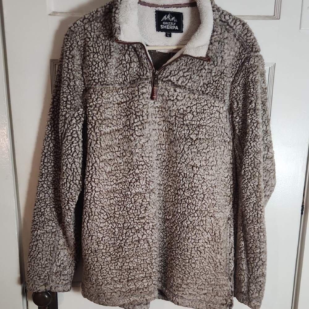 Grizzly Sherpa Women's Taupe Teddy Jacket - Cozy Half-Zip
